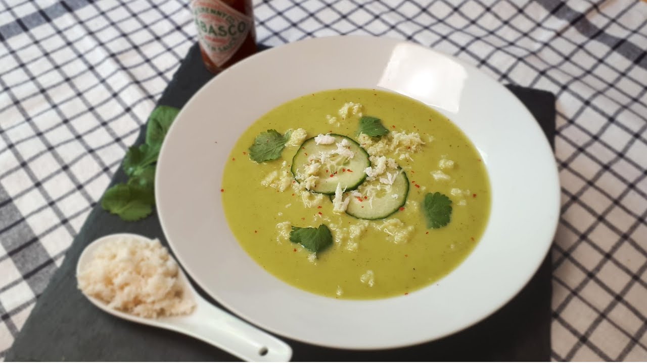 Soupe froide de concombre à la coriandre et au crabe #220