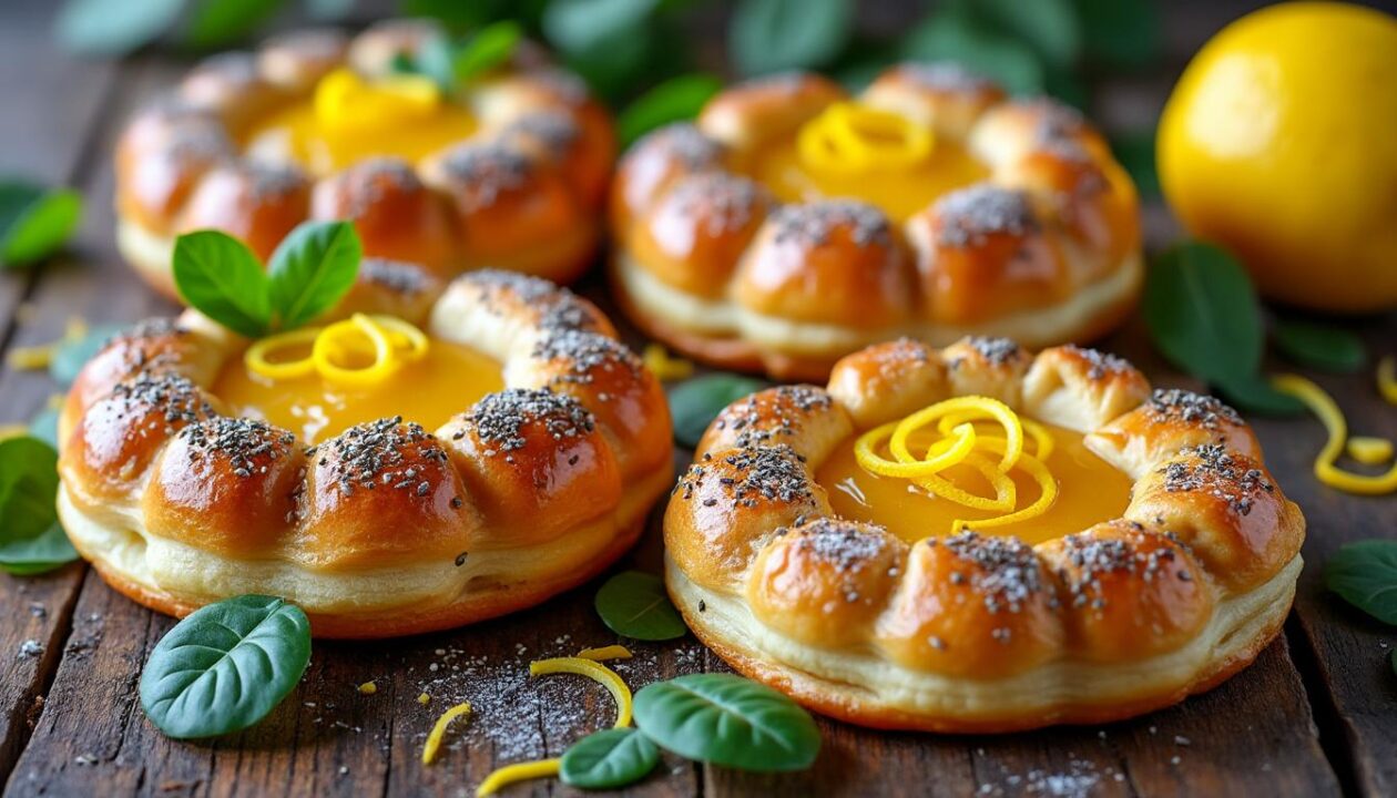 découvrez une recette vegan originale de galettes des rois aux saveurs fraîches de pavot, citron et feuilles de chocolat, pour une fête gourmande et revisitée.